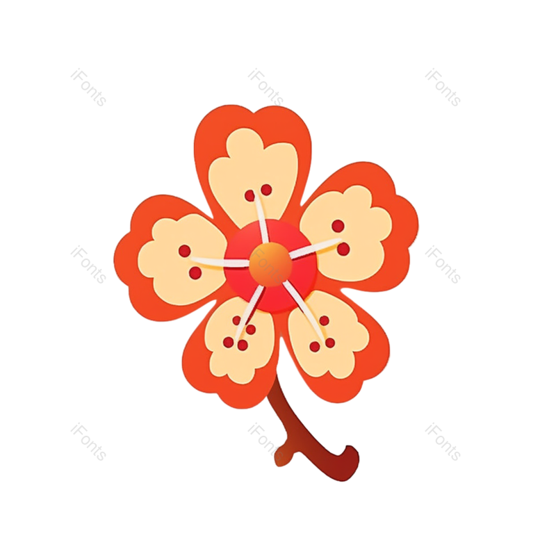 元素图片,扁平化设计元素,红色的花PNG,插画免抠素材